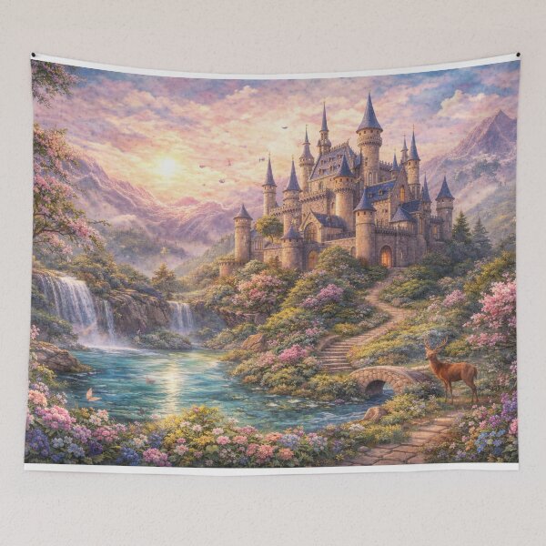 Item preview, Enchanted Castle Among Mountains and Waterfalls designed and sold by ItssMeSammie.