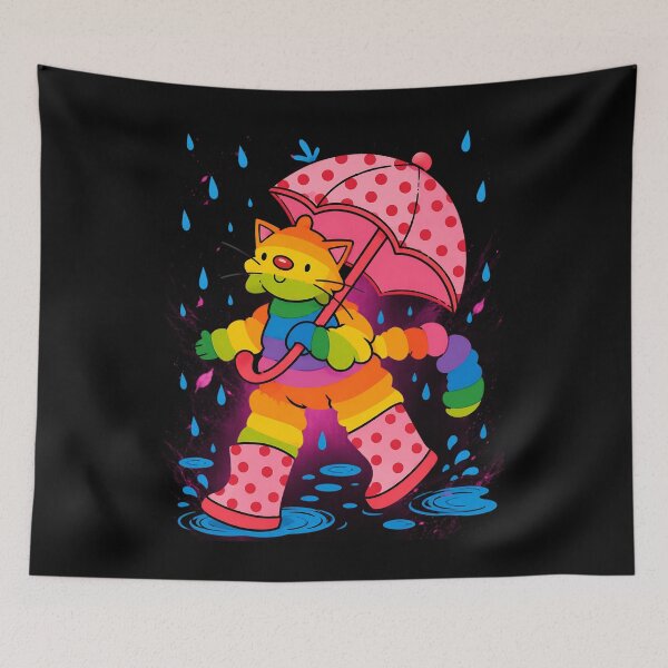 Item preview, Rainbow Cat Walking In Rain designed and sold by EstevaArt.