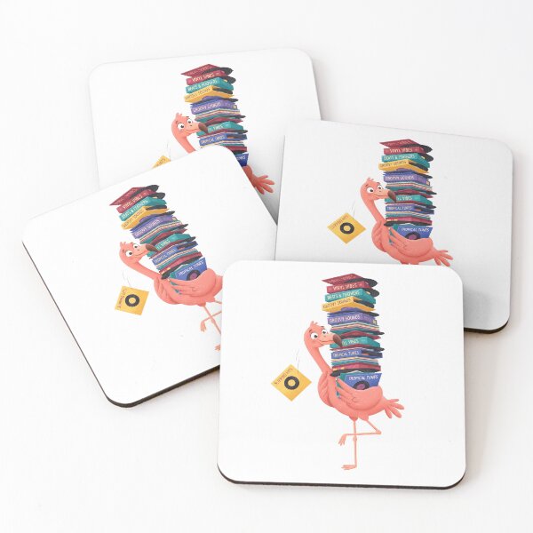 Item preview, Cute Flamingo Carrying Stack of Vinyl Records Music Collector Art designed and sold by Pavnud.