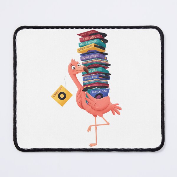 Item preview, Cute Flamingo Carrying Stack of Vinyl Records Music Collector Art designed and sold by Pavnud.