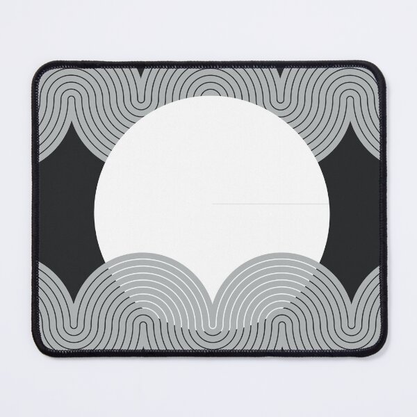 Item preview, Mid Century Modern Sun and Waves Geometric Abstract in Midnight Monochromatic designed and sold by nineFlorals.