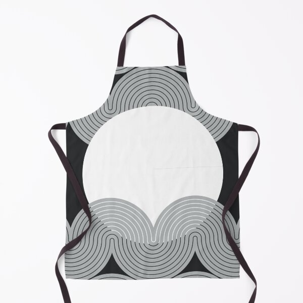 Item preview, Mid Century Modern Sun and Waves Geometric Abstract in Midnight Monochromatic designed and sold by nineFlorals.