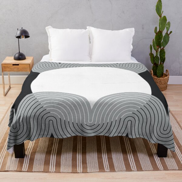 Item preview, Mid Century Modern Sun and Waves Geometric Abstract in Midnight Monochromatic designed and sold by nineFlorals.