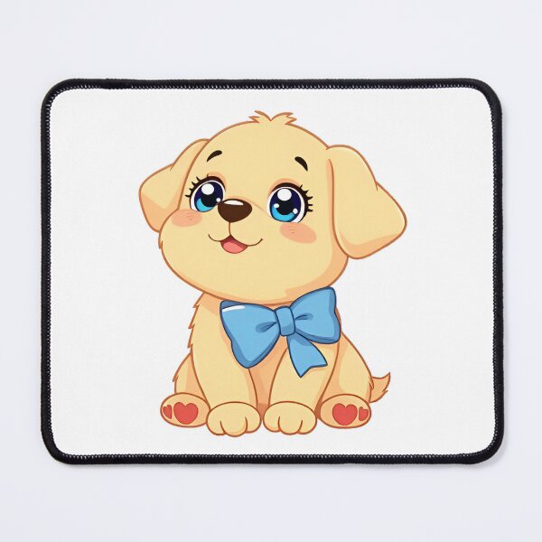 Item preview, Cute kawaii golden retriever puppy with blue bow 05 designed and sold by ChameleonStars.