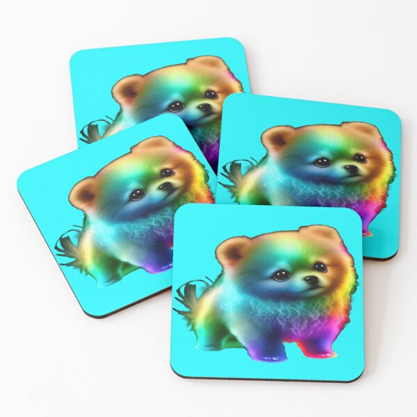 Item preview, The Little Guardian of Colorful Joy, Fluffy Rainbow Puppy - Cute Dog in Bright Neon Colors designed and sold by RAYBIL.
