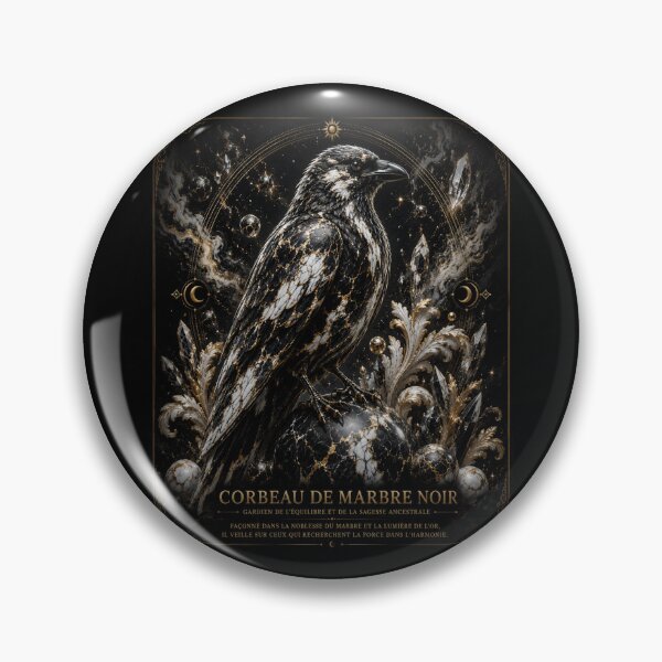 Item preview, Black, white and gold marble raven designed and sold by Axokris.