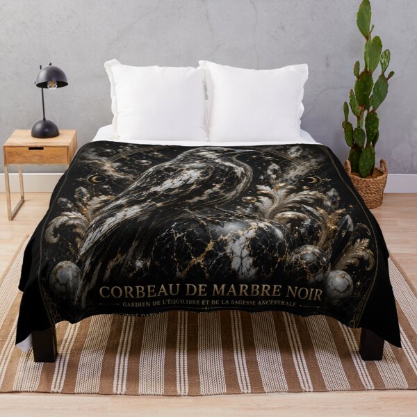 Item preview, Black, white and gold marble raven designed and sold by Axokris.