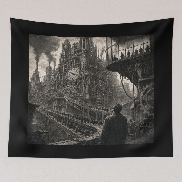Item preview, 9 to 5 Clockwork Routine | Dystopian Themed Art designed and sold by FadedFrequency.