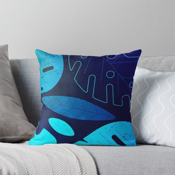 Item preview, Neon Blue Tropical Leaves Glowing Monstera Botanical Pattern designed and sold by LYAN-STORE.