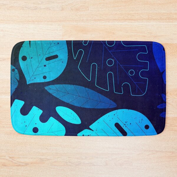 Item preview, Neon Blue Tropical Leaves Glowing Monstera Botanical Pattern designed and sold by LYAN-STORE.