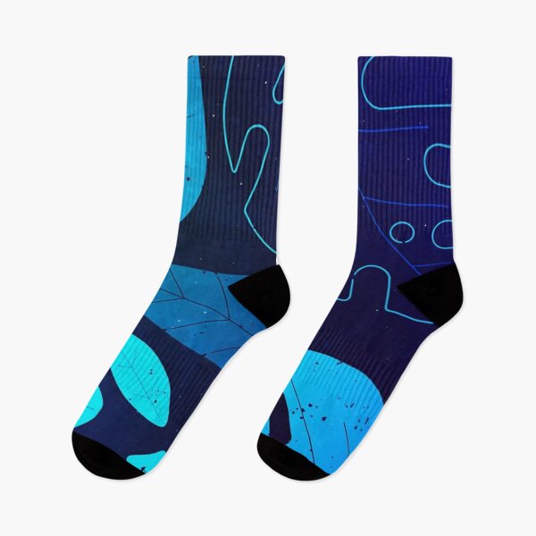 Item preview, Neon Blue Tropical Leaves Glowing Monstera Botanical Pattern designed and sold by LYAN-STORE.