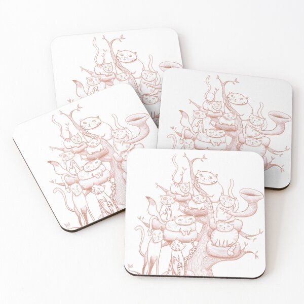 Item preview, Cozy Cat Gathering Tree Hand Drawn Sepia designed and sold by BOKEbyTC.