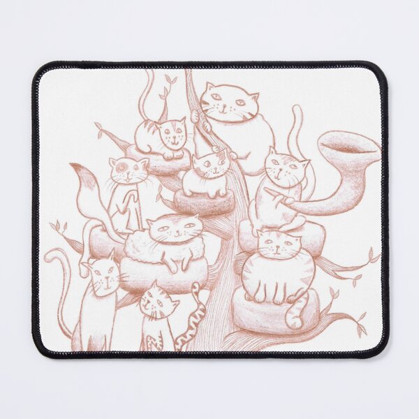 Item preview, Cozy Cat Gathering Tree Hand Drawn Sepia designed and sold by BOKEbyTC.
