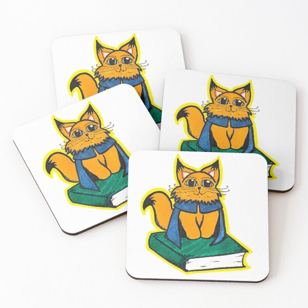 Item preview, Wizard Study Ginger Cat Marker Hand Drawn White designed and sold by BOKEbyTC.