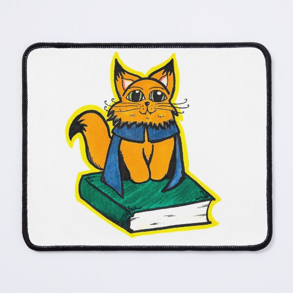 Item preview, Wizard Study Ginger Cat Marker Hand Drawn White designed and sold by BOKEbyTC.