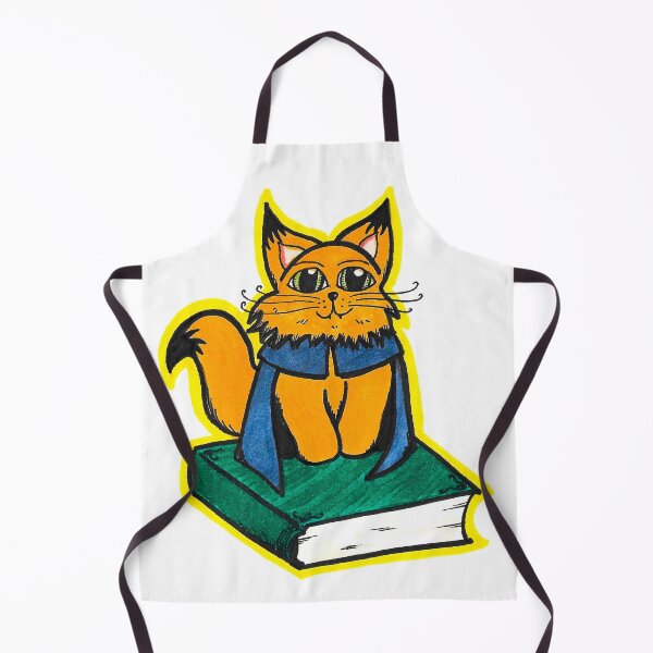 Item preview, Wizard Study Ginger Cat Marker Hand Drawn White designed and sold by BOKEbyTC.