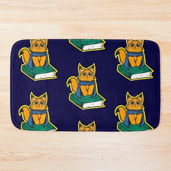 Item preview, Wizard Study Ginger Cat Marker Hand Drawn Navy Blue designed and sold by BOKEbyTC.