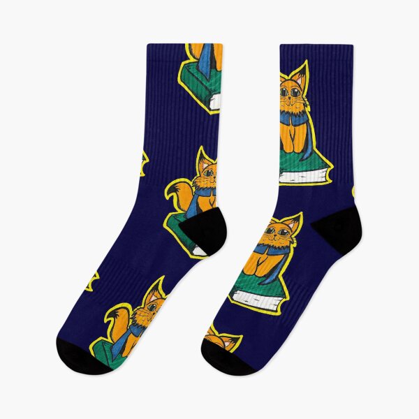 Item preview, Wizard Study Ginger Cat Marker Hand Drawn Navy Blue designed and sold by BOKEbyTC.