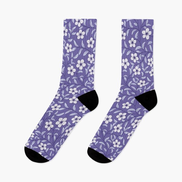 Item preview, Delicate Floral-Soft White on Periwinkle Purple designed and sold by artistmaria.