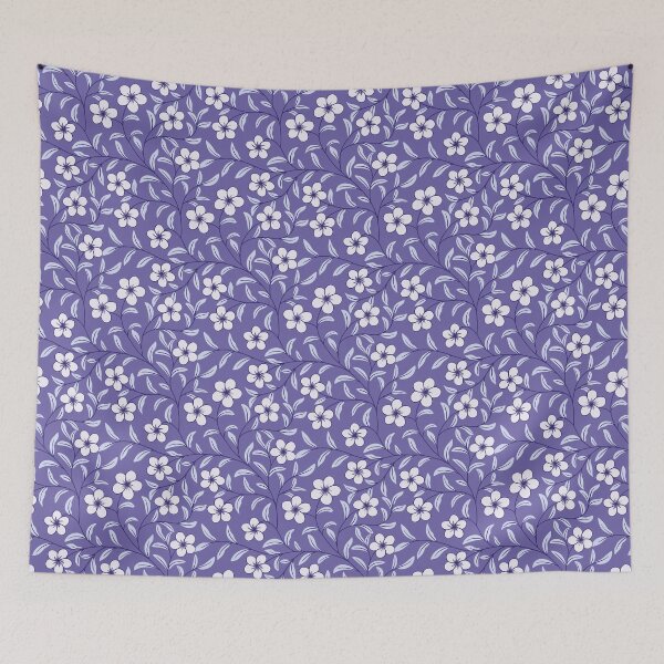 Item preview, Delicate Floral-Soft White on Periwinkle Purple designed and sold by artistmaria.