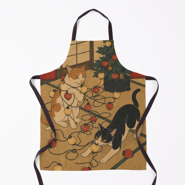 Item preview, Cats Tangled in the Christmas Lights — Edo Christmas Cats No. 4 | Ukiyo-e Woodblock designed and sold by Planthem.