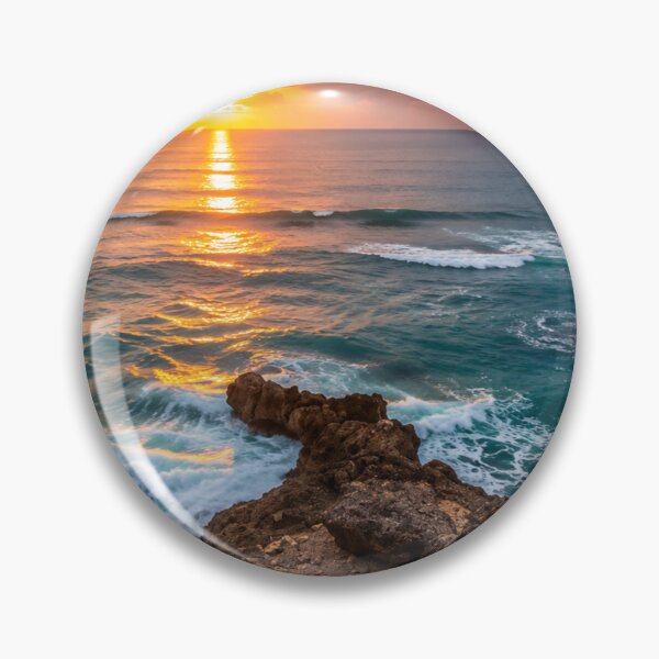 Item preview, Golden Sunset Coastal Cliffs and Turquoise Ocean Waves Landscape designed and sold by Wild Bloom Paws.