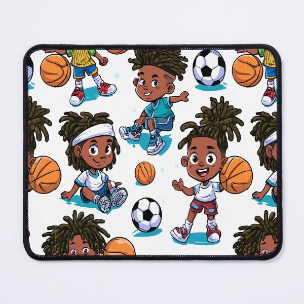 Item preview, Athletic Boys Sports And Locs Print Pattern designed and sold by RichardRags.