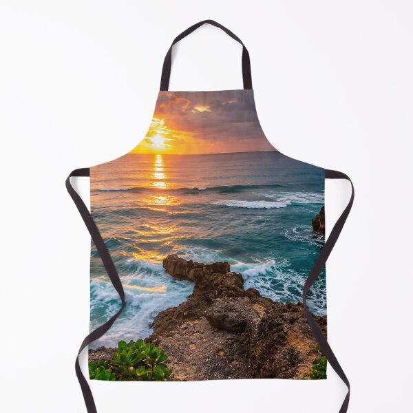 Item preview, Golden Sunset Coastal Cliffs and Turquoise Ocean Waves Landscape designed and sold by Wild Bloom Paws.