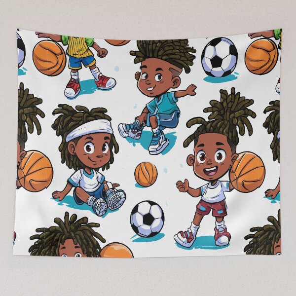 Aperçu de l'œuvre Motif imprimé pour garçons athlétiques, sports et dreadlocks créée et vendue par RichardRags.
