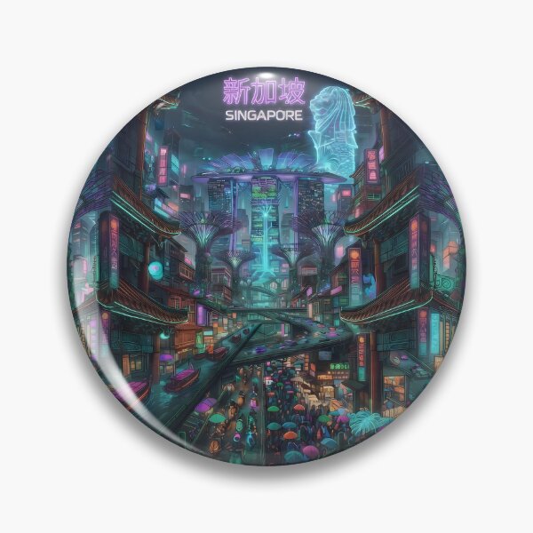 Item preview, Neo Singapore Cyberpunk City Night View Art Print | Futuristic Marina Bay Neon Cityscape Poster designed and sold by SOOstudio73.