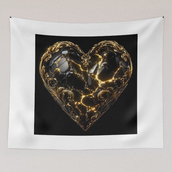 Item preview, Obsidian Gold 3D Heart Luxury Aesthetic Graphic designed and sold by WonderDokkan.