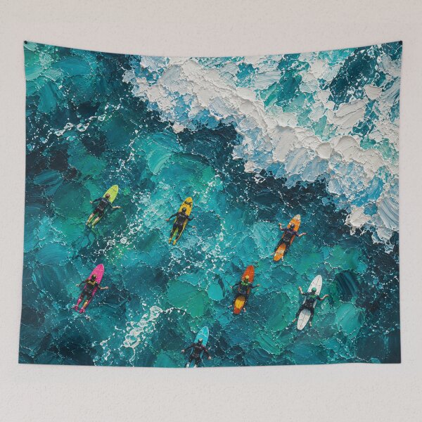 Item preview, Surfers in a textured ocean scene designed and sold by terrelldonald.