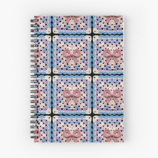 Item preview, Crochet Granny Square Pink Bow Pastel Cream Pattern designed and sold by paldronma.