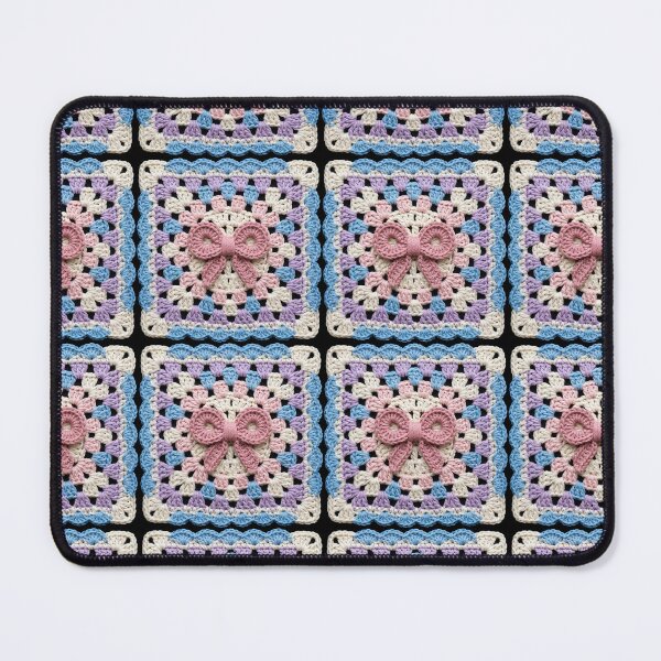 Item preview, Crochet Granny Square Pink Bow Pastel Cream Pattern designed and sold by paldronma.