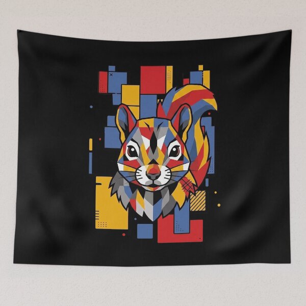 Item preview, Funny Squirrel Colorful Blocks Geometric Art Boys Girls Kids designed and sold by FurryHavenPH.