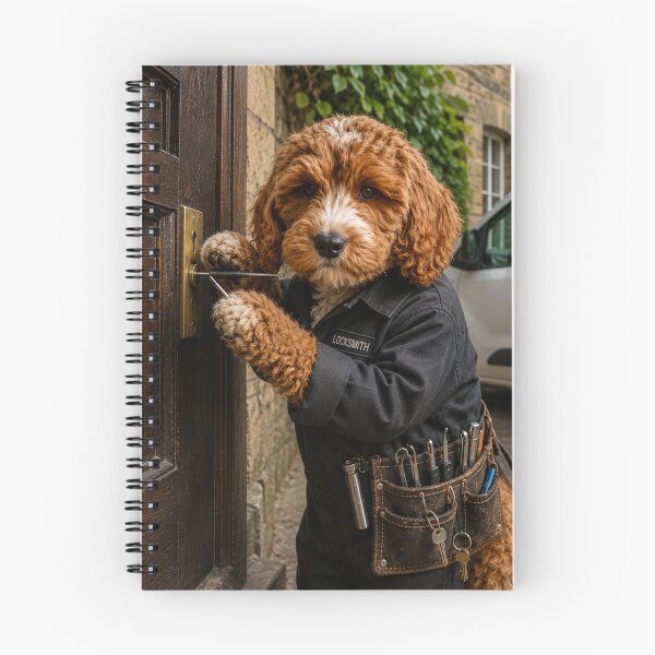 Item preview, Locksmith Cockapoo at Work, Lock Picking and Door Repair Scene designed and sold by Paul Thompson Photography.