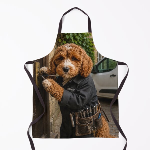 Item preview, Locksmith Cockapoo at Work, Lock Picking and Door Repair Scene designed and sold by Paul Thompson Photography.