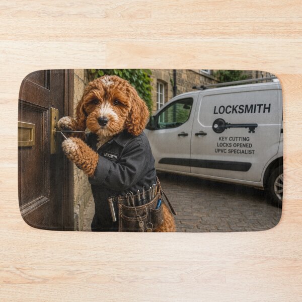 Item preview, Locksmith Cockapoo at Work, Lock Picking and Door Repair Scene designed and sold by Paul Thompson Photography.