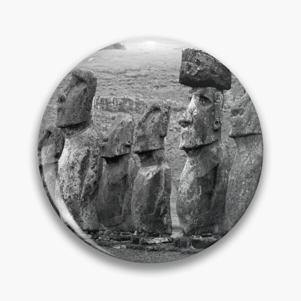 Item preview, Moai ancent Easter Island statues black and white landscape photographic art print designed and sold by Astrid Arkhangelsky.
