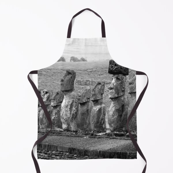 Item preview, Moai ancent Easter Island statues black and white landscape photographic art print designed and sold by Astrid Arkhangelsky.