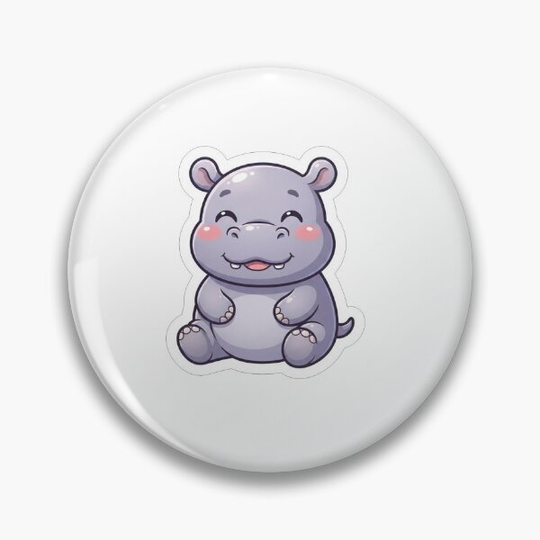 Item preview, Cute Kawaii Smiling Baby Hippo Illustration designed and sold by Owcomm.