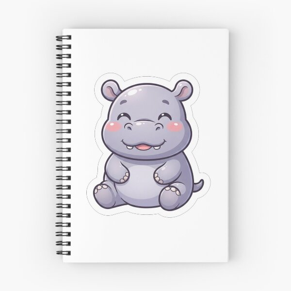 Item preview, Cute Kawaii Smiling Baby Hippo Illustration designed and sold by Owcomm.
