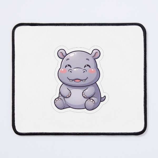 Item preview, Cute Kawaii Smiling Baby Hippo Illustration designed and sold by Owcomm.