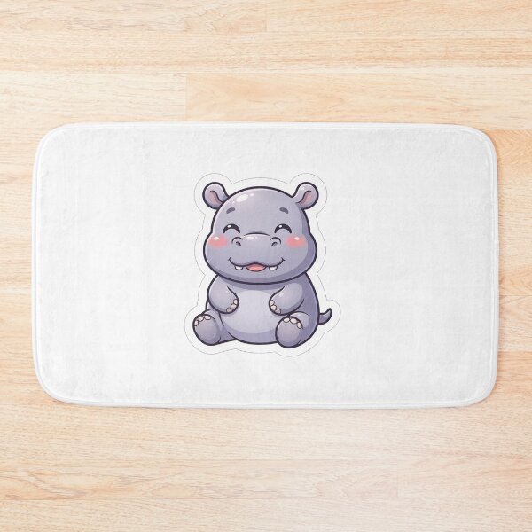 Item preview, Cute Kawaii Smiling Baby Hippo Illustration designed and sold by Owcomm.
