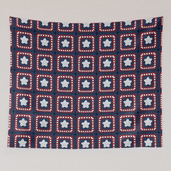 Item preview, Crochet Granny Square Star Patriotic Blue Red designed and sold by paldronma.