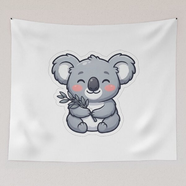 Item preview, Cute Little Koala Holding Eucalyptus Leaves designed and sold by Owcomm.