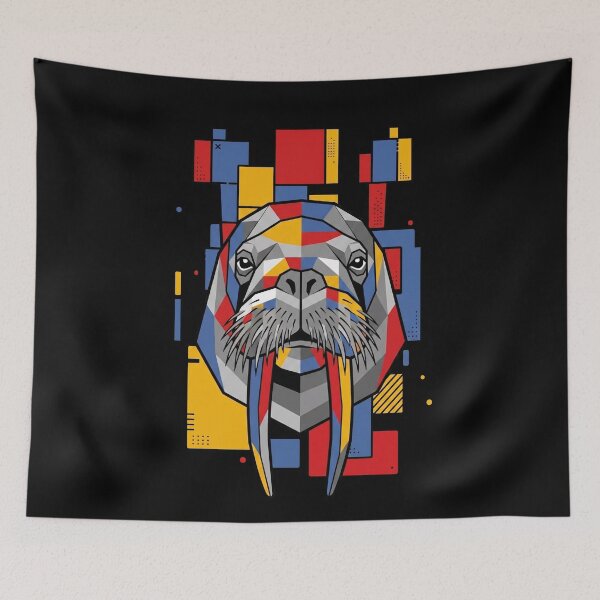 Item preview, Funny Walrus Colorful Blocks Geometric Art Boys Girls Kids designed and sold by FurryHavenPH.