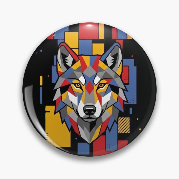 Item preview, Funny Wolf Colorful Blocks Geometric Art Boys Girls Kids designed and sold by FurryHavenPH.