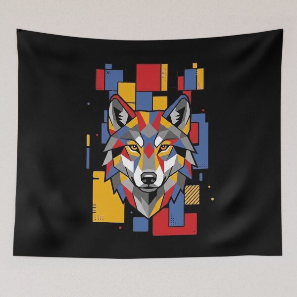 Item preview, Funny Wolf Colorful Blocks Geometric Art Boys Girls Kids designed and sold by FurryHavenPH.