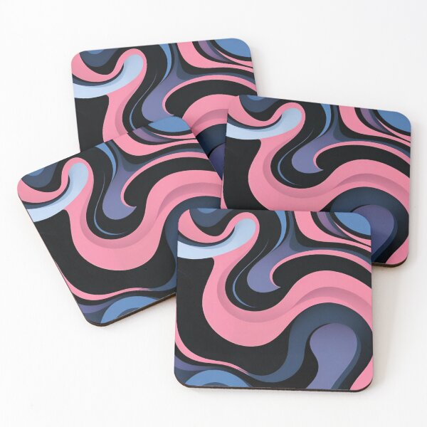 Item preview, Abstract Liquid Swirl Pattern Pink Blue Wavy Lines Retro Groovy Print designed and sold by LYAN-STORE.